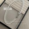 Popular Outono e Inverno Luz Luxo Elegante Branco Cinza Pérola Camada Dupla Empilhada Usar Dividir Retro Simples Nicho Suéter Colar