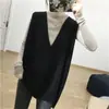Colete suéter retrô estilo coreano, elegante, de comprimento médio, modelagem solta e emagrecedora, perfeito para usar em camadas