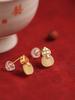 Pendientes de Calabaza de Plata de Ley Nanhong con Jade Hetian para Mujer Diseño de Nicho Pendientes Rojos para el Año de Nacimiento