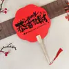 Abanico de Año Nuevo, Abanico Redondo con Caligrafía Roja Eterna, Rojo Brillante con Salpicaduras Doradas, Estilo Chino Festivo, Abanico de Prop para el Año del Caballo