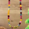 Colar de Turmalina Colorida Mais Vendido da Amazon para Mulheres, Corrente para Clavícula de Pedra Natural Empilhável e Versátil, Joias para Atacado Transfronteiriço
