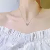 Colar com Laço Feminino de Alta Qualidade Luxo Leve Estilo Ins Versátil Pingente de Zircônia Estilo Frio Elegante Simples Corrente para Clavícula Tendência
