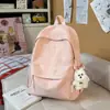 Mochila Escolar Estilosa Cor Sólida Minimalista Estilo Japonês Ins Mochila Casual para Campus para Alunos do Ensino Fundamental II e Médio Mochila Leve para Sala de Aula