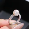 Acessórios DIY Anel Base de Anel com Pérola Micro-Incrustada Prata de Lei S925 Acessórios Base de Anel Feita à Mão Tamanho de Anel Ajustável 9-12mm