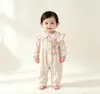 Enterizo floral de primavera y otoño para bebé niña con cuello de muñeca con volantes y flores de tulipán en 3D, atuendo dulce y adorable para salidas
