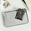 Porta credencial transparente con brillos para niñas, organizador de maquillaje y labiales, monedero, bolsa para monedas, pulsera de estudiante, porta tarjetas