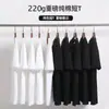 Transmissão ao Vivo Douyin Camiseta de Algodão Puro 230g Manga Curta Gola Redonda Camisa Básica Branca Camisa Lisa Marca Moderna Masculina e Feminina