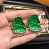 925 brincos de pino de prata Série verde esmalte esmalte forma geométrica cor combinando amor prata brincos de pino B17