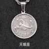 Exquisito Collar de Acero de Titanio Dorado de 18 Quilates con Cruz Europea y Americana, Doce Constelaciones, Moneda Redonda Chapada en Oro, Colgante Personalizado de Constelación para Instagram