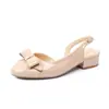 Em Estoque 2026 Novo Modelo Bico Redondo Laço Salto Alto Cor Nude Estilo Francês Salto Grosso Boca Rasa Deslumbrante Sapatos Femininos Estilo Socialite