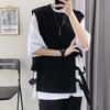 Marca de Moda de Estilo Hong Kong Irregular Desconstruido Ropa Exterior Chaleco sin Mangas para Hombre Estilo Coreano a la Moda Personalizado Combinable Abrigo Chaleco