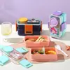 Bonita Fiambrera de Acero Inoxidable para Estudiantes y Niños, Fiambrera Sellada Multicapa, Fiambrera con Compartimentos de Plástico, Caja para Ensalada