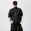 Jaqueta Workwear Americana Retrô com Corte a Laser e Gola Alta para Homens, Temporada de Primavera, Estilo de Alto Padrão, Peça de Cima Fresca e Estilosa, Caimento Solto, Roupa de Exterior Versátil para Casais