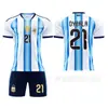 A2026 Copa del Mundo Argentina Uniforme de Fútbol Local Set No. 10 Camiseta Messi No. 11 Di María No. 21 Di Ba