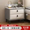 Mesita de Noche de Madera Maciza Modelo Minimalista Moderno 2025 Uso en Dormitorio Hogar Apartamento Pequeño Gabinete de Almacenamiento de Noche de Lujo Ligero