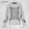 Camiseta de manga larga para hombre con estampado creativo y personalizado, top de camiseta informal holgado de cuello redondo, moderno, de estilo europeo y americano, para primavera y otoño
