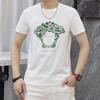 Camiseta de cuello redondo para hombre, camiseta de verano europea de manga corta con cuello redondo, entrega de comercio exterior transfronterizo, industria pesada dorada