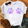 Blusas Femininas Transfronteiriças Patas de Animal Coração Dropshipping Letras Moda Retrô Camiseta Feminina Manga Curta
