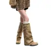 Botas de Salto Grosso Plissadas com Bico Redondo para Mulheres com Design Único, Botas de Equitação de Cano Alto com Fivela de Cinto, Botas Longas Over-The-Knee Estilo Hot Girl