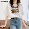 Nueva Camiseta de Algodón Puro de Manga Corta para Mujer 2025, Top Versátil de Verano con Estampado, Hombro Normal, Corte Holgado, Cuello Redondo, Ropa Interior, Estilo Coreano Ins