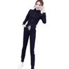 Nuevo traje de otoño e invierno ajustado adelgazante estilo occidental europeo para mujer, cárdigan con cremallera, ropa deportiva, elegante traje de dos piezas a la moda.