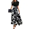 Vestido Floral Elegante e Fashionável de Cintura Alta para Mulheres Europeias e Americanas - AliExpress Cross-border