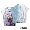 2024 Explosiones Cruzadas Verano Juego Transfronterizo Yuan Yuan Shen Secundario Artículos de Merchandising de Yuan Shen Impresión Digital 3D Camiseta de Yuan Shen Dibujos Animados