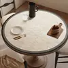 Toalha de mesa redonda estilo francês, à prova d'água e resistente a óleo, jogo americano redondo para mesa de jantar sem lavagem, protetor de mesa de centro de couro PVC resistente ao calor e isolante