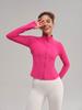 Top de Yoga Desnudo Cuello Vertical Delgado Fitness Chaqueta Deportiva para Mujer Sentido Avanzado Malla Trasera Transpirable Ropa de Yoga Manga Larga