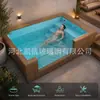 Piscina externa grande acima do solo com janela de visualização em acrílico transparente, piscina retangular para uso doméstico no quintal