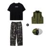 Traje de Hip-Hop para Niños Ropa de Moda Hip-Hop para Niños Chaleco Camuflado Verde Militar Genial y Atractivo para Niñas Ropa de Performance Hiphop para Niños