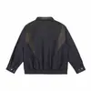 Yidao Vintage 2026 Otoño Nuevo Retro Americano Elegante Holgada Parche de Cuero PU Cuello Solapa Ropa de Trabajo Chaqueta de Mezclilla