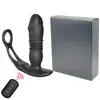 Essência de bloqueio de anel duplo massageador retrátil da próstata do quintal traseiro controle remoto plug anal retrátil do quintal traseiro vibrador produtos sexuais