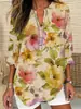 2026 Marca Independente Plus Size Feminina Verão Gola V Pequena Manga Longa Dia da Independência Floral Simples Casual Elegante Camiseta