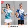 [Loja FeelTime Factory] Camisa de tênis de tênis de mesa respirável de secagem rápida masculina e feminina de manga curta