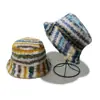 Sombrero de Pescador de Exportación Europea y Americana Transfronteriza Otoño e Invierno Nuevo Sombrero de Pescador de Felpa Rayado Degradado de Lana de Cordero Sombrero de Invierno para Mujer
