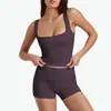 Top sin mangas con escote ribeteado de encaje para mujer, Ropa exterior sexy para correr, fitness, Pilates de secado rápido