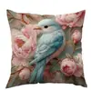 Funda de almohada de primavera de flores y pájaros azules más vendida Tk transfronteriza Decoración de interior de oficina, dormitorio, coche Funda de almohada para sofá