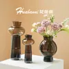 Vaso com Sensação de Luxo Leve e de Alta Qualidade, Estilo Vintage Nórdico, para Arranjos de Flores Frescas, Hidroponia, Design de Vidro Transparente, Decoração de Sala de Estar de Nicho