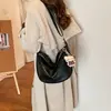 Bolsa Formato Dumpling Estilo Coreano Moda Nicho Para Ir ao Trabalho Feminina de Ombro Único Estilo Japonês Cor Sólida Pequena Fresca Nova Casual Transversal