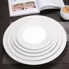 Plato Plano Occidental Francés Blanco Puro Plato Redondo para Bistec Pizza Plato para Postre Fruta Verdura Vajilla de Cerámica para Hotel Restaurante