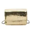 Mini Bolso de Charol para Mujer 2025 Nueva Moda Bolso Cuadrado Pequeño de Gama Alta con Cadena de Patrón de Piedra Bolso Cruzado Pequeño Cuadrado