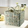 Cesta de Almacenamiento de Tela Estilo Hogareño Pastoral Coreano Transfronteriza para Ropa y Artículos Varios, Patrón Floral con Asa para Almacenamiento de Ropa Interior