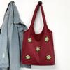 Bolsa de Lona Pequena Fresca Artística de Flores Verão Ombro Portátil Estudante Simples Viagem Ins Bolsa de Compras Japonesa Bolsa de Pano