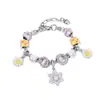 2025 Panjia Novo Mais Vendido Rosa Suave Margarida Caixa de Presente Borboleta Diamante Zircônia Pulseira de Contas DIY Atacado