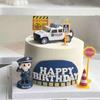 Decoraciones para Pastel de Cumpleaños de Coche de Policía Policía Tío Fiesta de Cumpleaños Mesa de Postres Accesorios Plug-In para Hornear