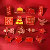 Broche Patriótico de Dia Nacional Insígnia Vermelha Estrela de Cinco Pontas Mapa da China Bandeira Vermelha Servir o Povo Alfinete Acessórios Comemorativo