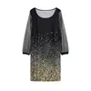 Vestido feminino de primavera 2024 novo transfronteiriço ebay amazon Wish lantejoulas malha transparente feminino