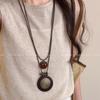 Nuevo Collar de Pluma de Bronce Zen Chino para Mujer, Cadena de Suéter de Estilo Étnico Retro de Doble Capa, Accesorios Bohemios