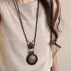 Nuevo Collar de Pluma de Bronce Zen Chino para Mujer, Cadena de Suéter de Estilo Étnico Retro de Doble Capa, Accesorios Bohemios